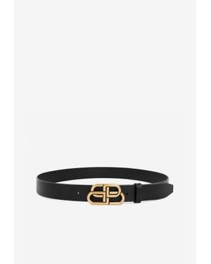 Balenciaga Leather Bb Belt - White