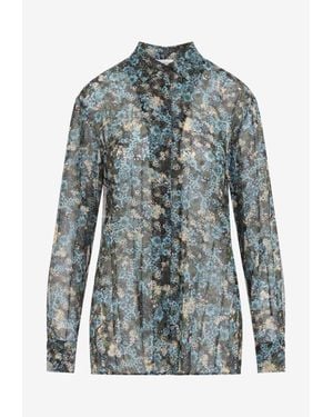 Dries Van Noten Clavelly Floral Sheer Shirt - Blue