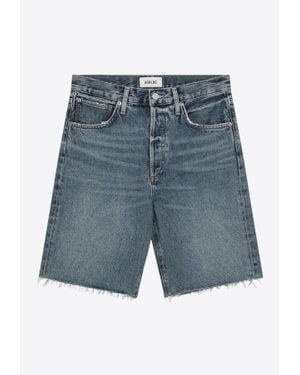 Agolde Raw-Cut Denim Shorts - Blue