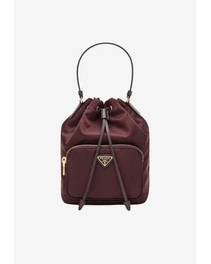 Prada Re-Nylon Duet Bucket Bag - Red