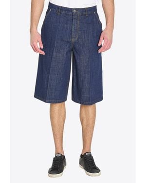 Ami Paris Denim Bermuda Shorts - Blue