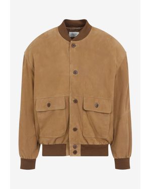 Saint Laurent Suede Bomber Jacket - Brown