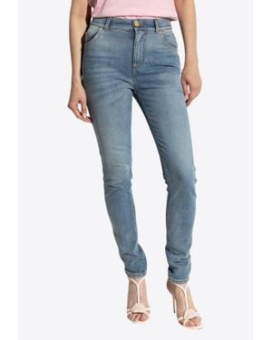 Balmain Slim-Leg Faded Jeans - Blue