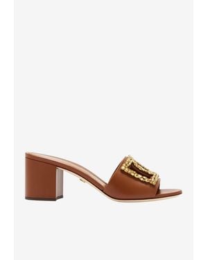 Dolce & Gabbana Dg Millenials 60 Leather Mules - Brown