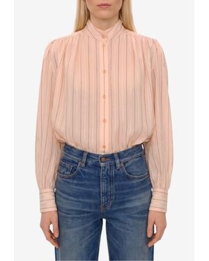 Chloé Stripe Silk Poplin Blouse - Blue