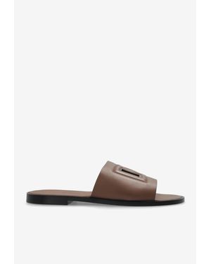 Dolce & Gabbana Dg Logo Leather Slides - White
