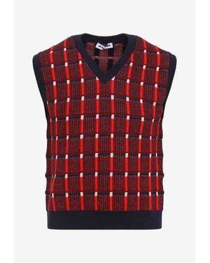 Jil Sander Sleeveless Wool Knitted Vest - Red