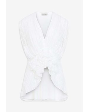 Alberta Ferretti Pleated V-Neck Sleeveless Top - White