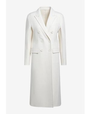 Fendi Double-Breasted Wool-Blend Coat - White