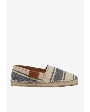 Etro Logo Label Striped Espadrilles - White