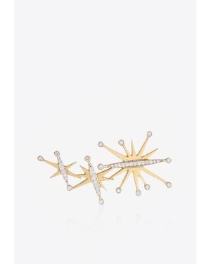 Falamank Diamond Splash Collection Single Ear Cuff - White