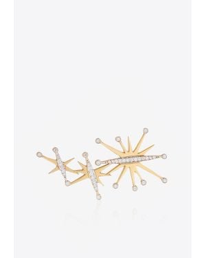 Falamank Diamond Splash Collection Single Ear Cuff - White