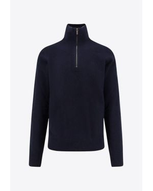 Burberry Half-Zip Turtleneck Sweater - Blue