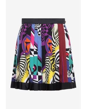 Versace Teatro Foulard Print Skirt - Blue