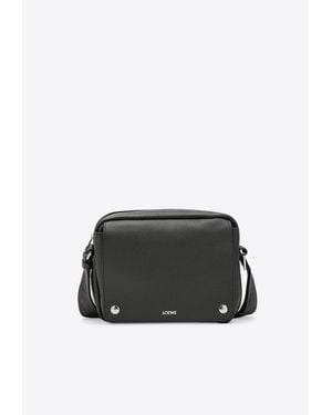 Loewe Stamped Logo Leather Crossbody Bag - Black