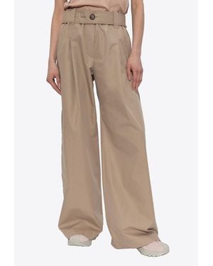 Moncler Wide-Leg Belted Trousers - Natural