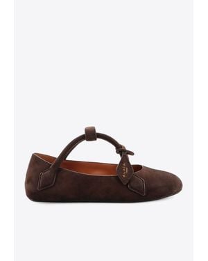 Alaïa Le Teckel Suede Ballet Flats - Brown