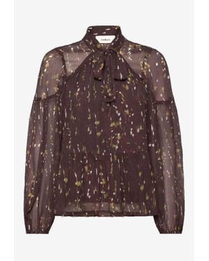 Ba&sh Kamala Printed V-Neck Blouse - Brown
