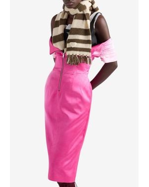 Prada Off-Shoulder Washed Duchesse Sheath Dress - Pink