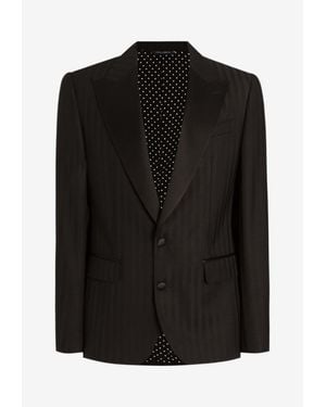 Dolce & Gabbana Wool-Jacquard Single-Breasted Jacket - Black