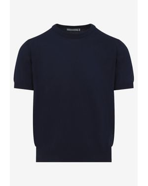 Canali Ribbed Knit T-Shirt - Blue