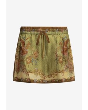Zimmermann Indra Printed Mini Shorts - Green