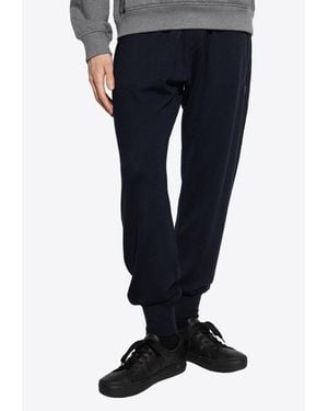 Dolce & Gabbana Logo Plaque Wool Track Pants - Blue