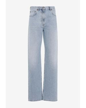 Valentino Washed-Out Straight-Leg Jeans - Blue