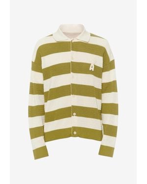 Ami Paris Ami De Coeur Striped Cardigan - Yellow