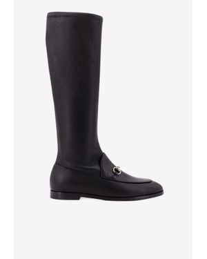Gucci Jordaan Leather Knee-High Boots - Black