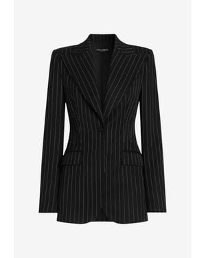 Dolce & Gabbana Pinstripe Tailored Jacket - Black