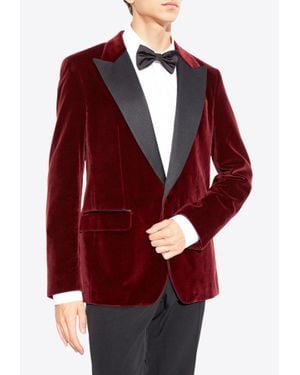 Dolce & Gabbana Single-Breasted Tuxedo Velvet Jacket - Red