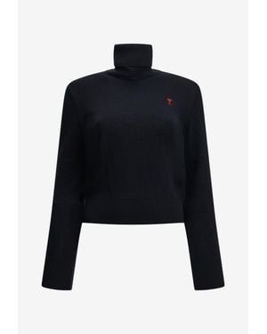 Ami Paris Ami De Coeur High-Neck Sweater - Black