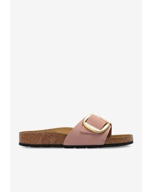 Birkenstock Madrid Big-Buckle Nubuck Slides - White