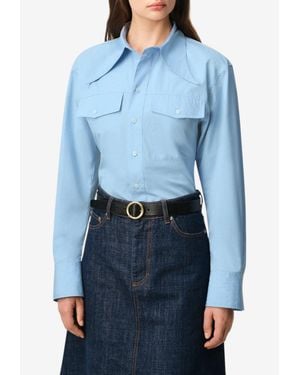 Ami Paris Sharp-Collar Fitted Shirt - Blue