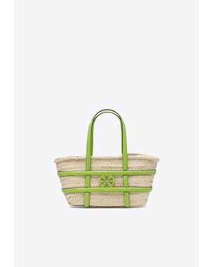 Tory Burch Small Ella Woven-Raffia Tote Bag - Green