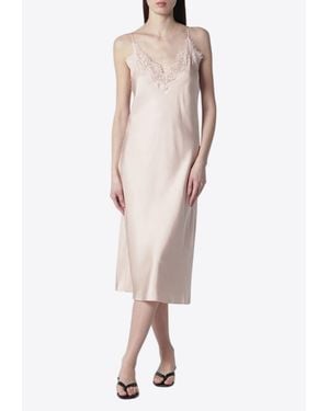 Rohe Lace Silk Slip Midi Dress - Pink