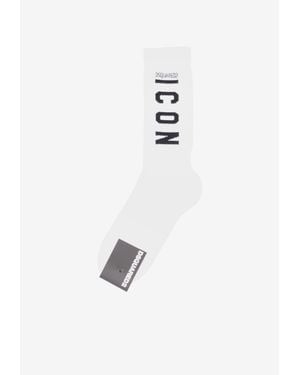 DSquared² Logo Intarsia Socks - White