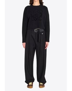 Loewe Anagram Wool-Blend Cropped Sweater - Black
