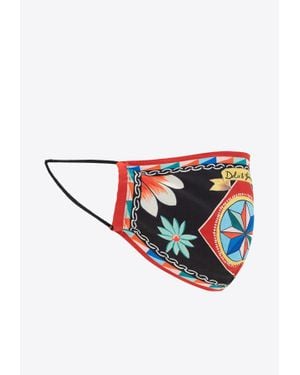 Dolce & Gabbana Carretto Print Poplin Face Mask - White