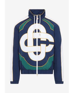 CASABLANCA Cc Logo Colorblocked Windbreaker Jacket - Blue