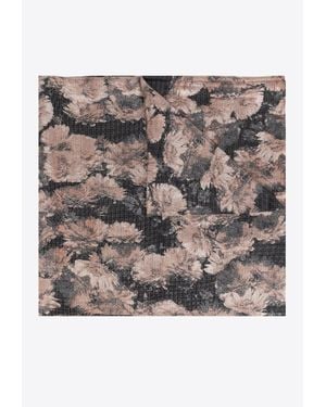 Tory Burch Pixel Flower Print Silk Scarf - Gray
