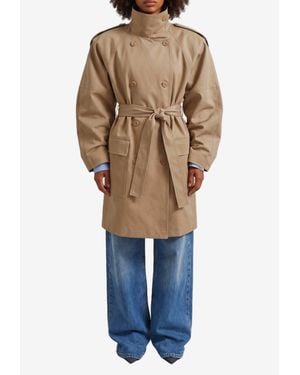 Frankie Shop Tess Double-Breasted Trench Coat With Belt - Blue