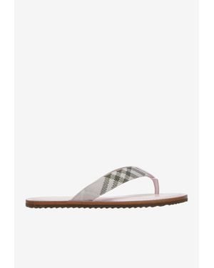 Burberry Check Pavilion Thong Sandals - White