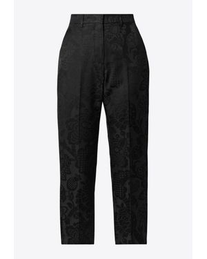 Etro Tonal Floral Jacquard Straight-Leg Pants - Black