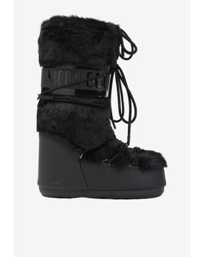 Moon Boot Icon Faux Fur Mid-Calf Snow Boots - Black