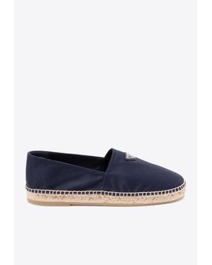 Prada Triangle Logo Canvas Espadrilles - Blue
