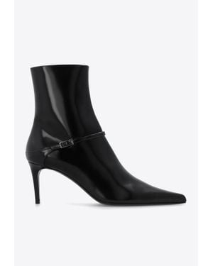 Saint Laurent Hacker 70 Leather Ankle Boots - Black