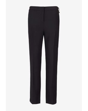 Elisabetta Franchi Crepe Tailored Pants With Logo Charm - Blue