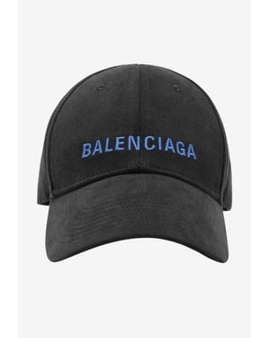 Balenciaga Logo Embroidered Faded Baseball Cap - Black